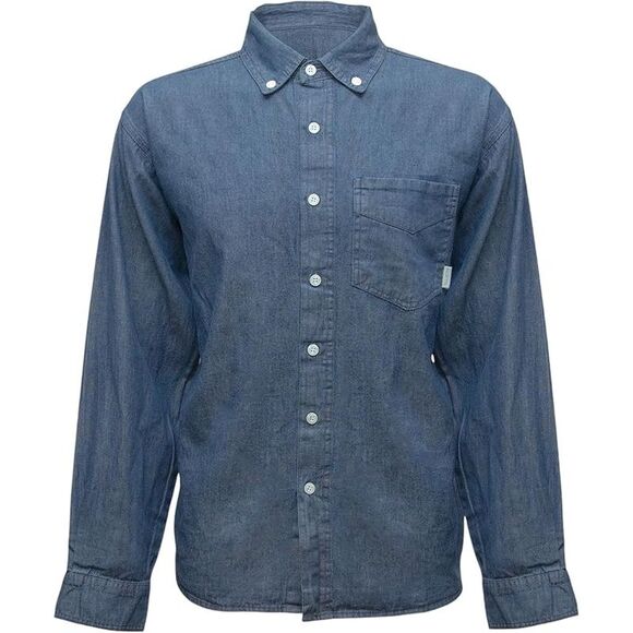 Woodland Creek Men's Denim Long Sleeve Button Down Shirt in Blue, Medium - Picture 2 of 6